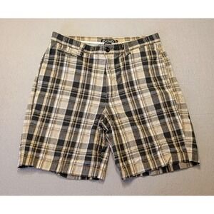 Chaps Men Shorts Sz‎ 32 (Actual 33) Brown Black Plaid Summer Pockets Golf